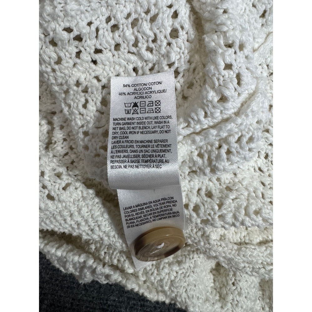 Lucky Brand Womens Cream Cable Knit Cropped Cardigan Sweater Size M White - Picture 5 of 6